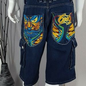 Men's Blue Graphic Cargo Shorts